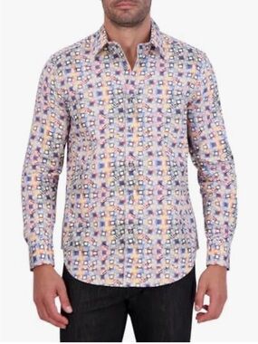 Robert Graham Cotton Long Sleeve Geometric Print Shirt. Size XL.